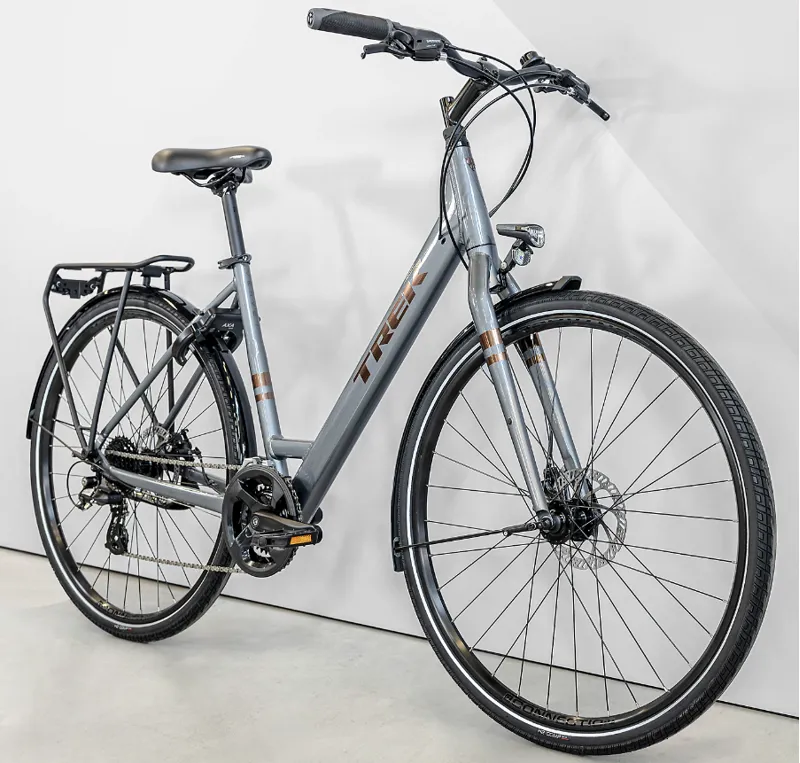 Trek Verve 1 Equipped Lowstep Hybrid Bike 2023 in Galactic Grey-1